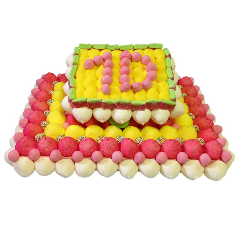 Gâteau d'anniversaire fruits en bonbons avec l'âge personnalisable